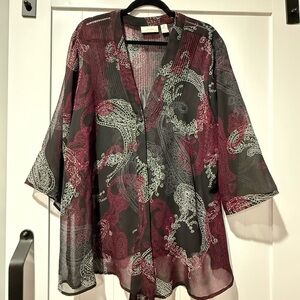 Chico’s Paisley Women's Blouse - Black and Red